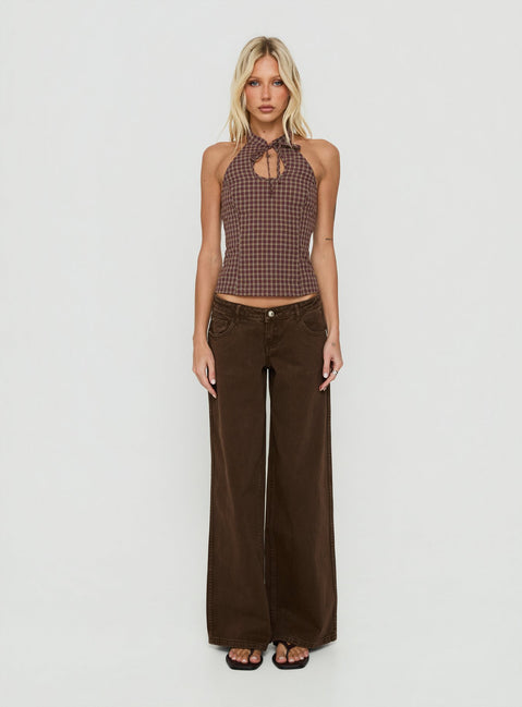 Picco Ultra Low Rise Wide Leg Jeans Brown