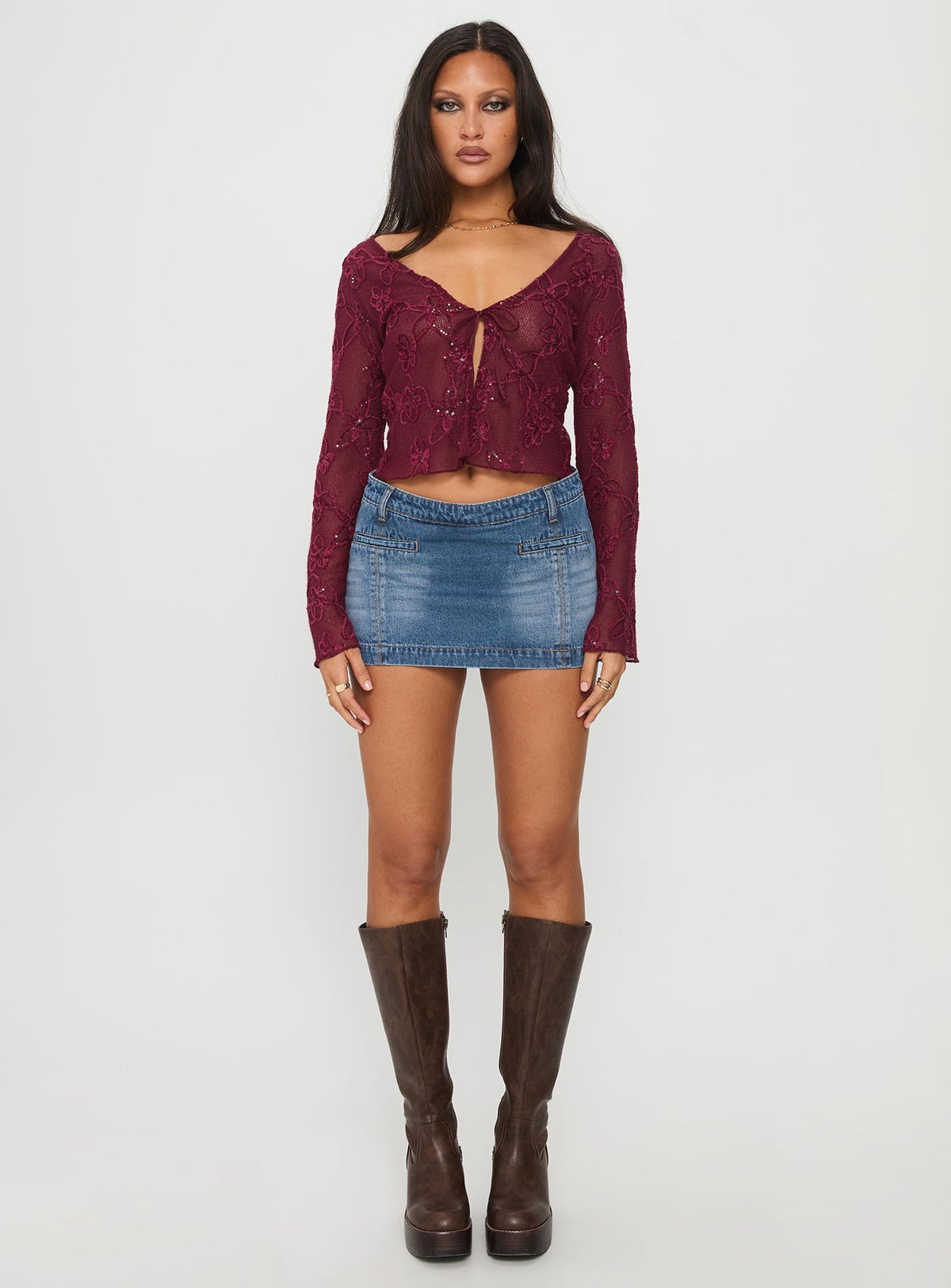 Sukita Long Sleeve Top Burgundy
