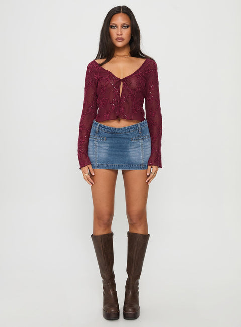 Sukita Long Sleeve Top Burgundy