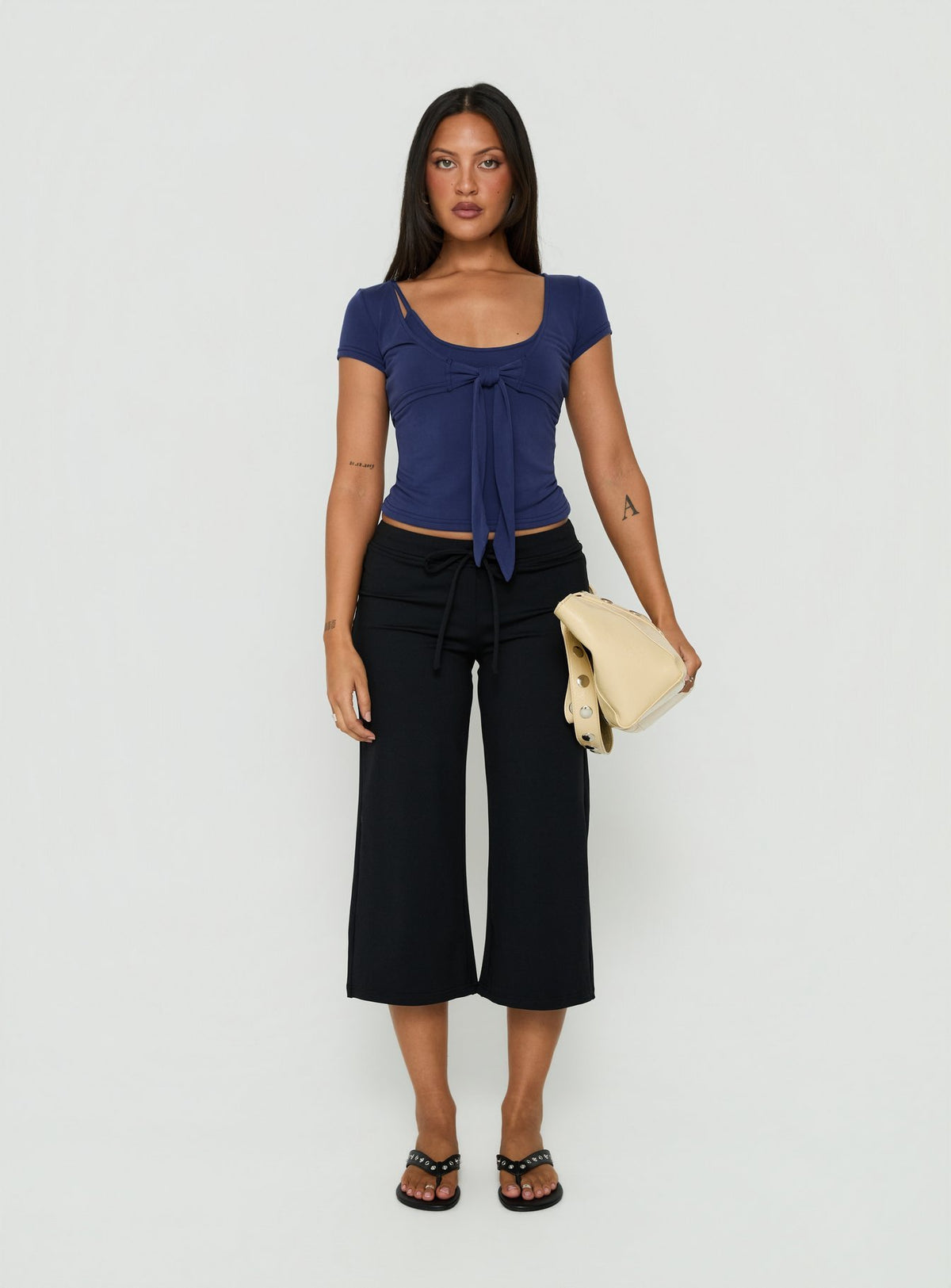 Celinne Layered Micro Bolero Top Navy