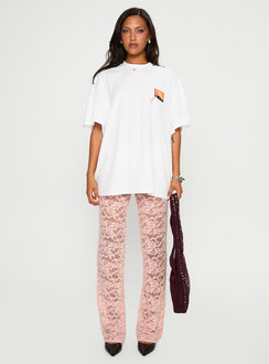 back view of model wearing Princess Polly Peru Lace Pants Pink Pants 