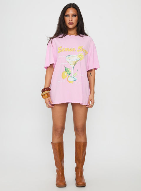 Lemon Drop Oversized Top Pink