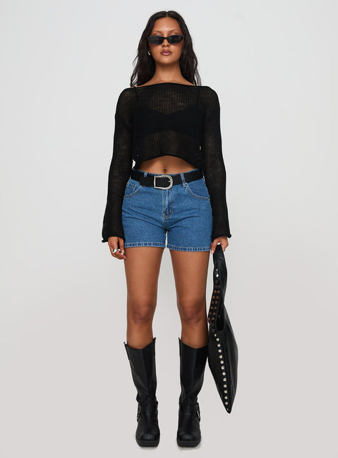 Featuring the Cafe Pari Sweater Black womens jumpers in short length front view of model wearing Princess Polly