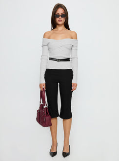 Ellenore Belt Detail Off Shoulder Top Grey
