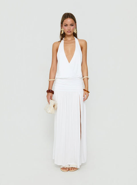 Casanova Halter Wrap Maxi Dress White