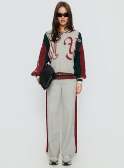 Brandyce Graphic Knit Jacket Grey / Red