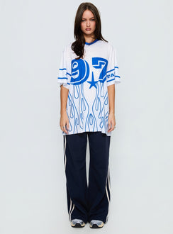 97 Sportstar Oversized Jersey Graphic Top White / Blue