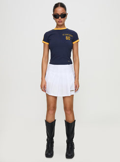   front view of model wearing Princess Polly UCSD Tennis Skort White Skirts 