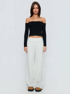 front view of model wearing Princess Polly Ascenda Straight Leg Track Pant Grey Marle Mid Rise Pants Pants 