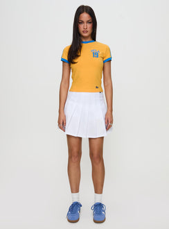   front view of model wearing Princess Polly UCLA Tennis Skort White Skirts 