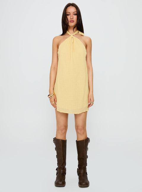 Kaiko Halter Mini Dress Yellow