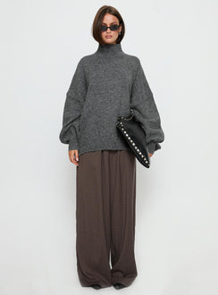 Bungala Oversized Relaxed Pants Brown Check Mid Rise Pants Pants 