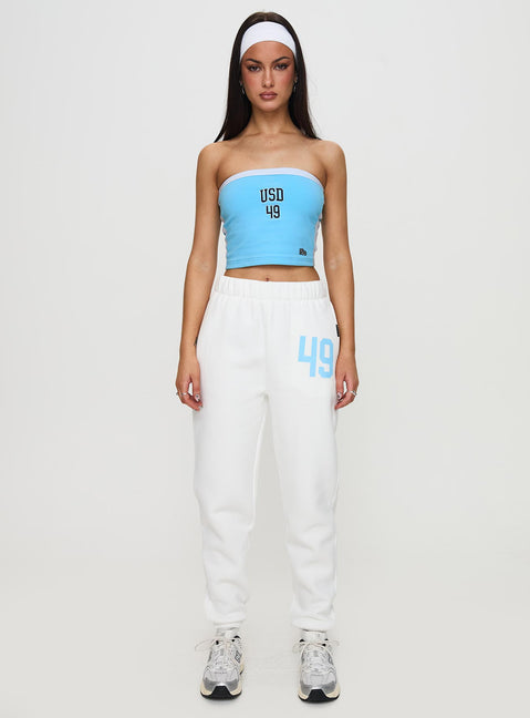 Crafted from USD Sweatpants White in womens-regular-pants with mid-rise waist, front view of model wearing Princess Polly