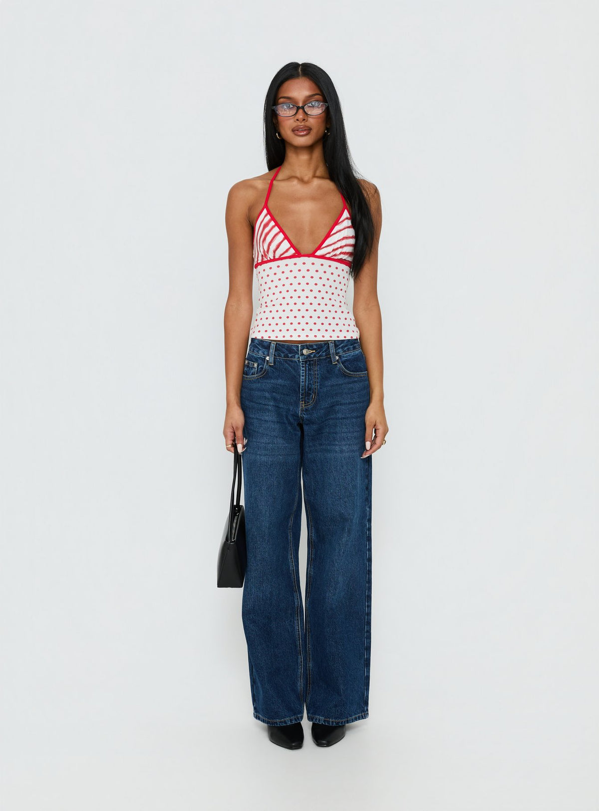 Aelina Halter Top Red / White Polka Dot
