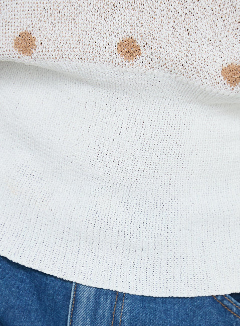 product Princess Polly Harvy Off Shoulder Knit Sweater White Polka regular Jumpers 