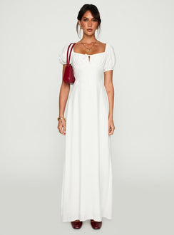 front view of model wearing Princess Polly Summer Song Maxi Dress White Scoop Neck 