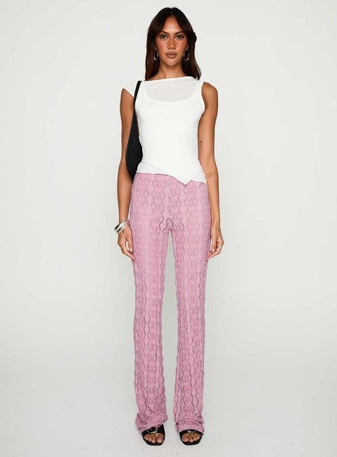 front view of model wearing Princess Polly Carnivale Pants Pink High Rise Pants Pants 