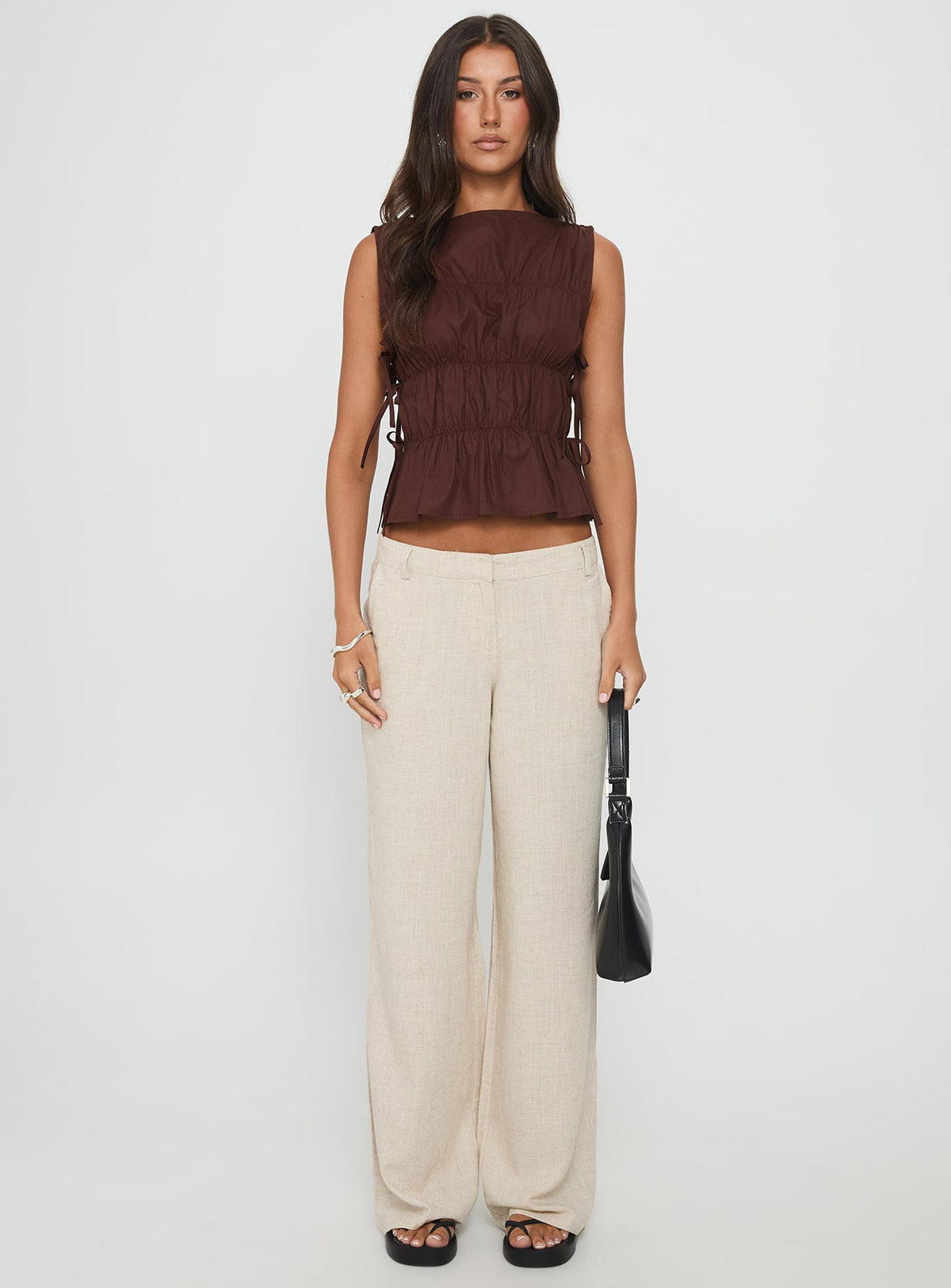 Endless Summers Tie Side Top Chocolate