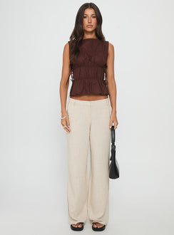 Endless Summers Tie Side Top Chocolate