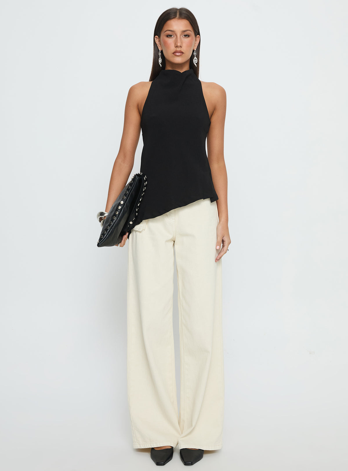 Days Get Dark Asymmetrical Top Black