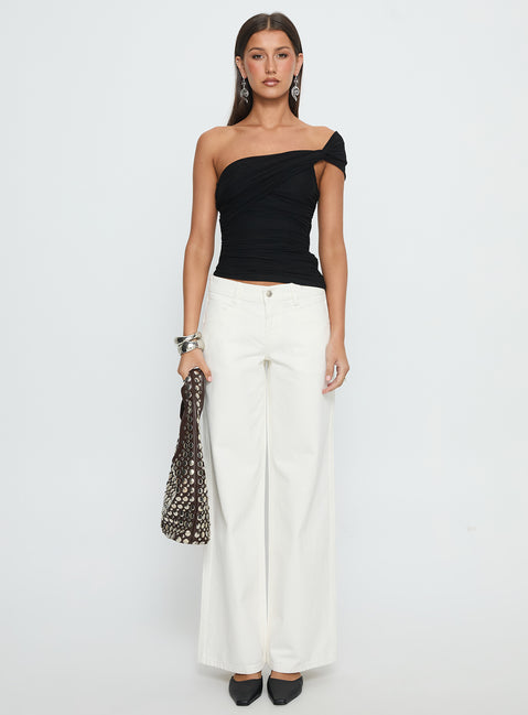 Keandra One Shoulder Top Black
