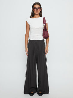 front view of model wearing Princess Polly Serenity Pant Ash Low Rise Pants 