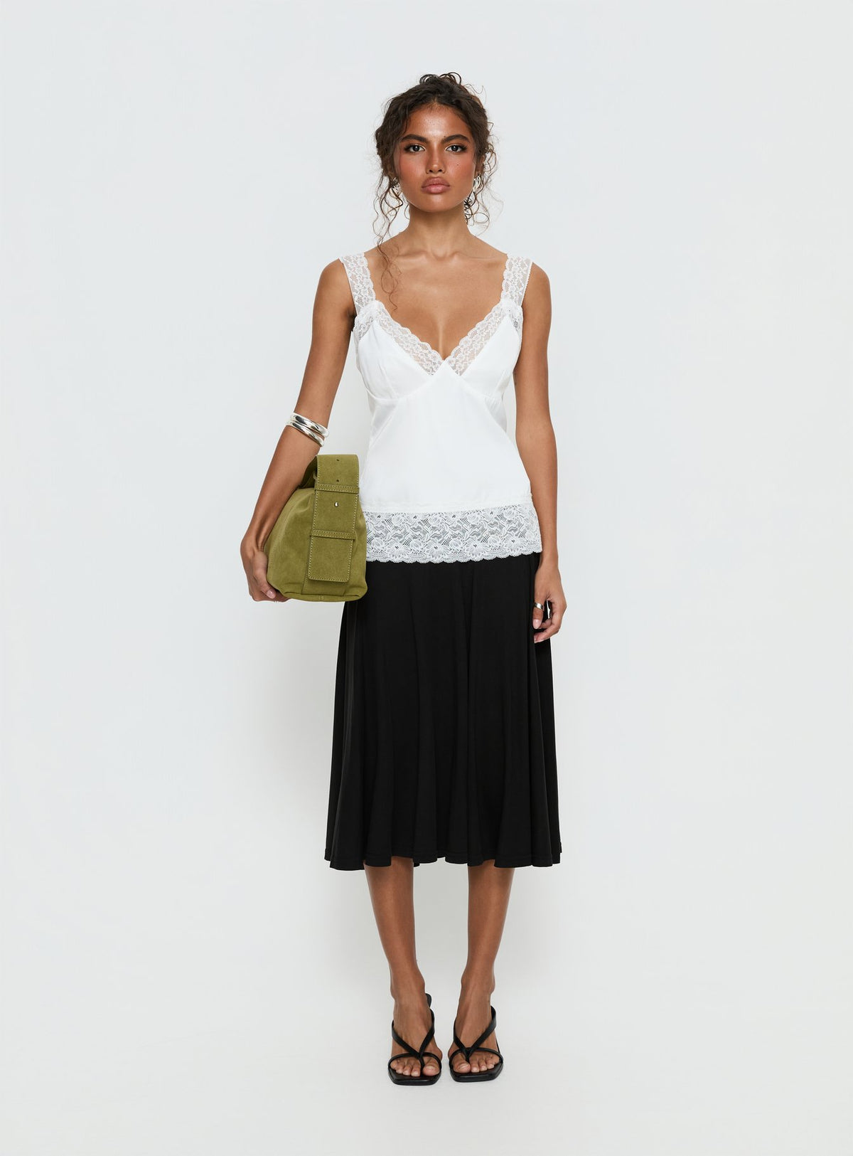 Avyra Lace Trim Cami Top White