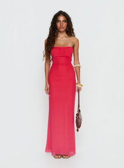 Jesemma Strapless Maxi Dress Hot Pink