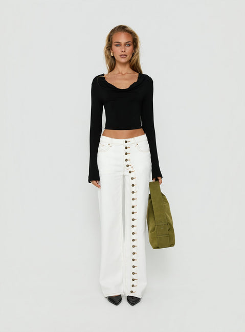 Showcasing the Penny Mid Rise Straight Leg Jeans White in womens-jeans with mid-rise front view of model wearing Princess Polly