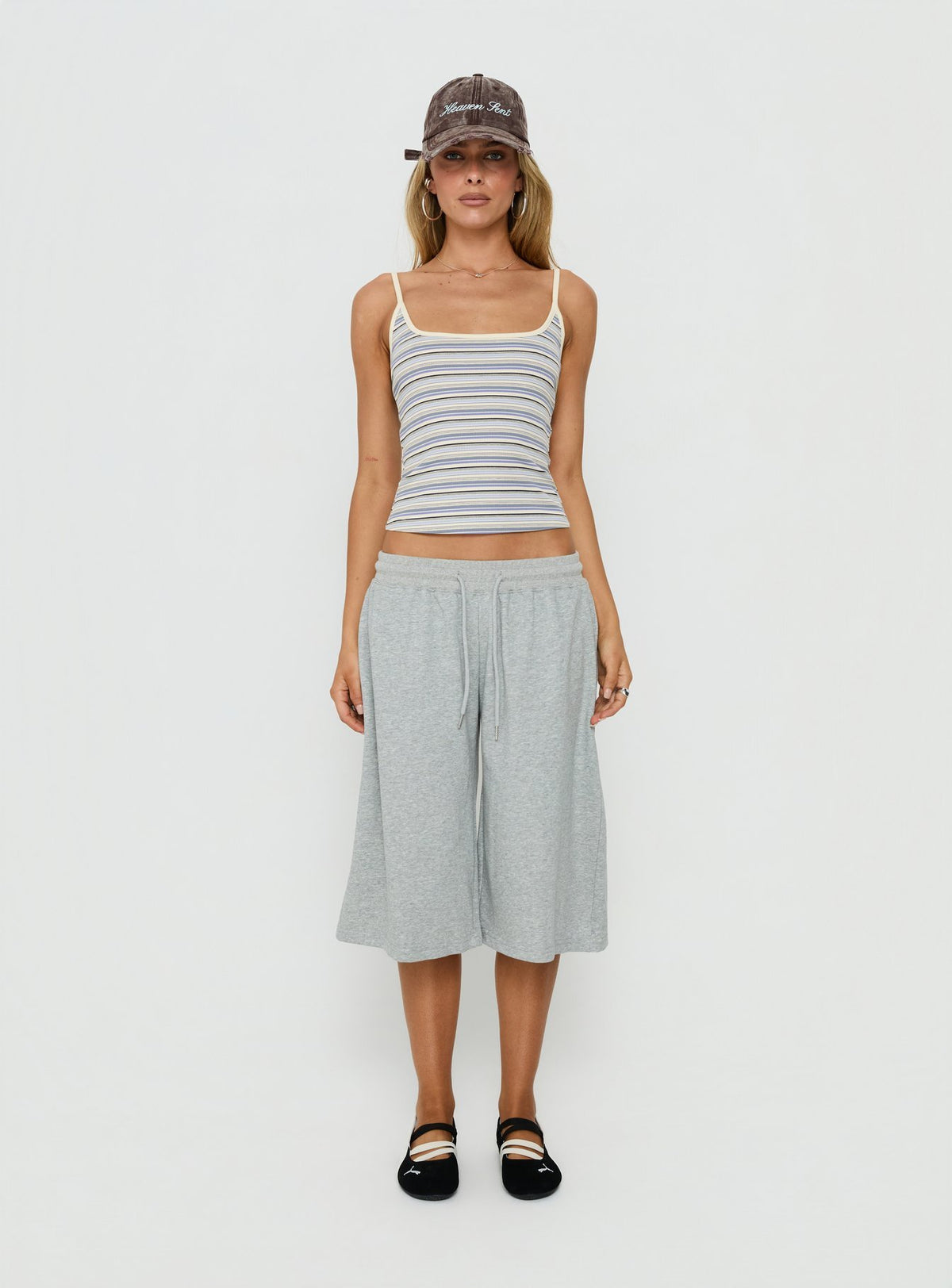 Giya Contrast Trim Cami Top Blue Stripe