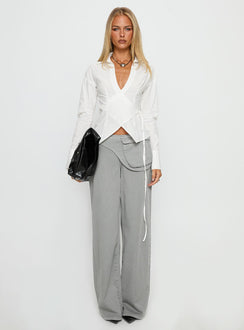 Jolanna Long Sleeve Wrap Top White