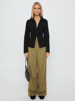 Eryx Tie Back Button Up Top Black