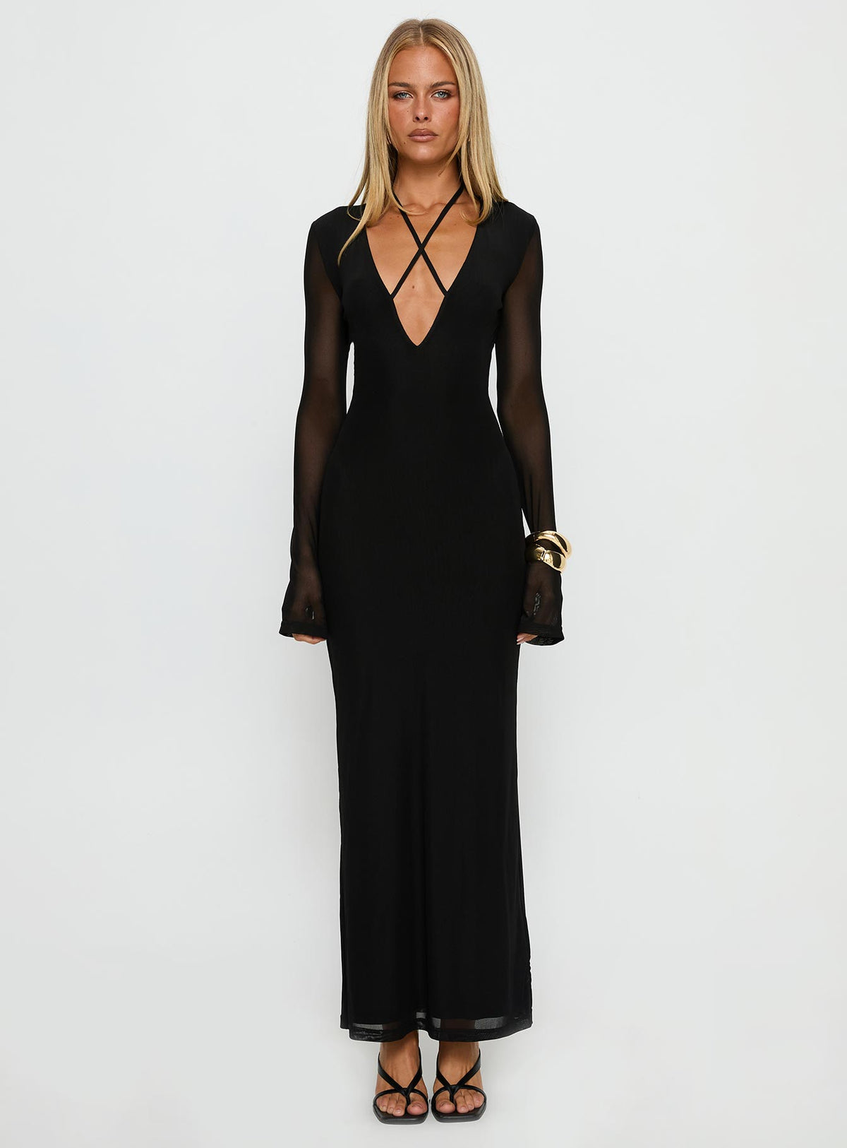 Ariadna Cut Out Long Sleeve Maxi Dress Black