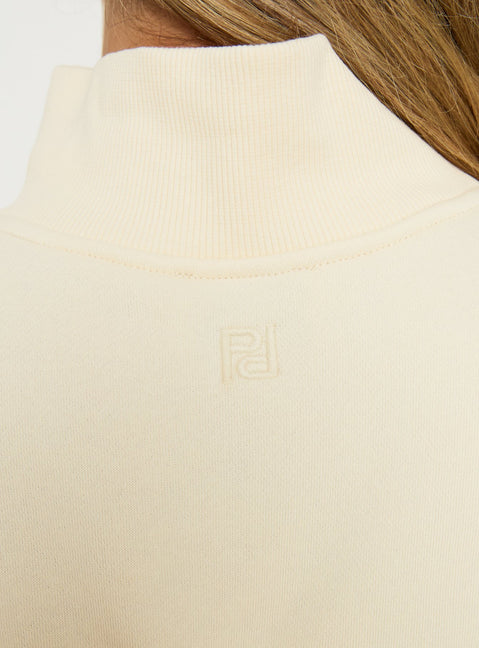 Featuring ribbed funnel detailing on the Anyya Neck Crew Jumper Cream short oversized womens jumper detail Princess Polly