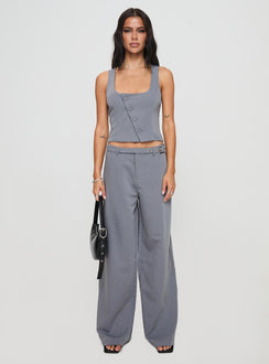 front view of model wearing Princess Polly Miku Pants Charcoal High Rise Pants Pants 