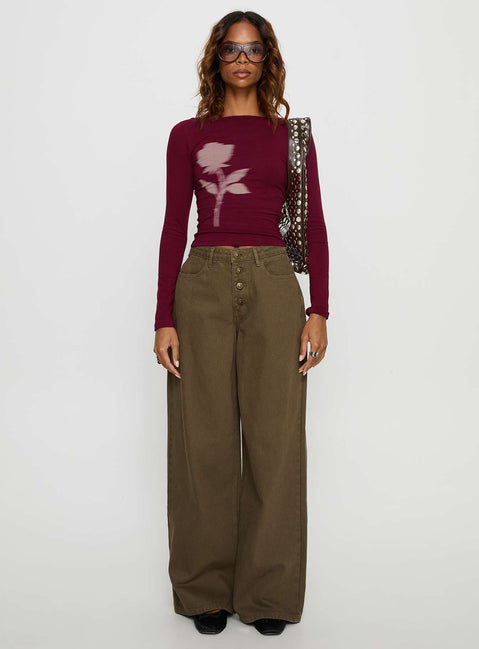 Amabon Top Burgundy Blurred Rose