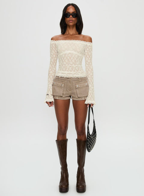 Mochapella Off The Shoulder Top White