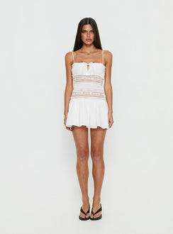 Christobela Drop Waist Lace Mini Dress White