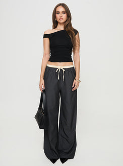 front view of model wearing Princess Polly Seraphic Pants Charcoal Stripe High Rise Pants Pants 