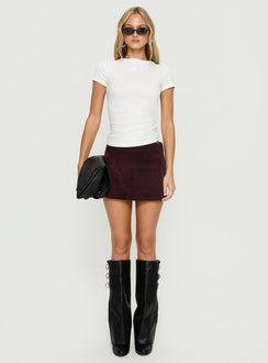 Karra Flocked Mini Skirt Washed Red