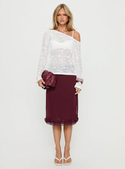   front view of model wearing Princess Polly Rosette Frill Midi Skirt Currant Skirts 