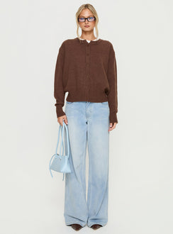 Crafted with the Melancholia Cardigan Chocolate womens jumpers in short length and oversized design product Princess Polly