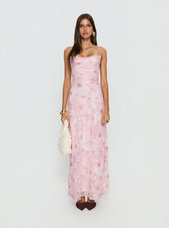 Celena Maxi Dress Pink Floral Burnout