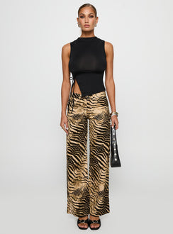 front view of model wearing Princess Polly Low Rise Roomy Pants Multi Low Rise Pants Pants 