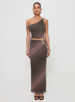   front view of model wearing Princess Polly Whiley Maxi Skirt Multi Stripe Maxi Skirts Skirts 