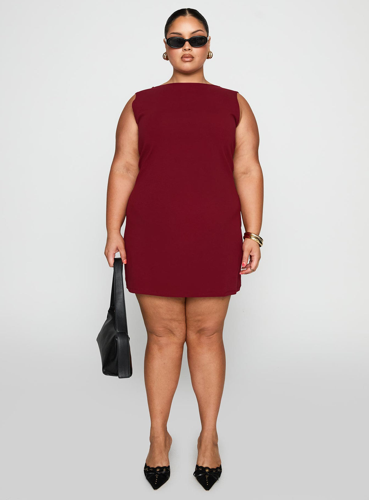 Zimmie Mini Dress Burgundy Curve