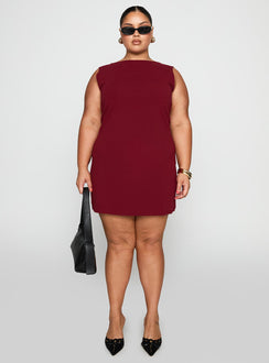 Zimmie Mini Dress Burgundy Curve