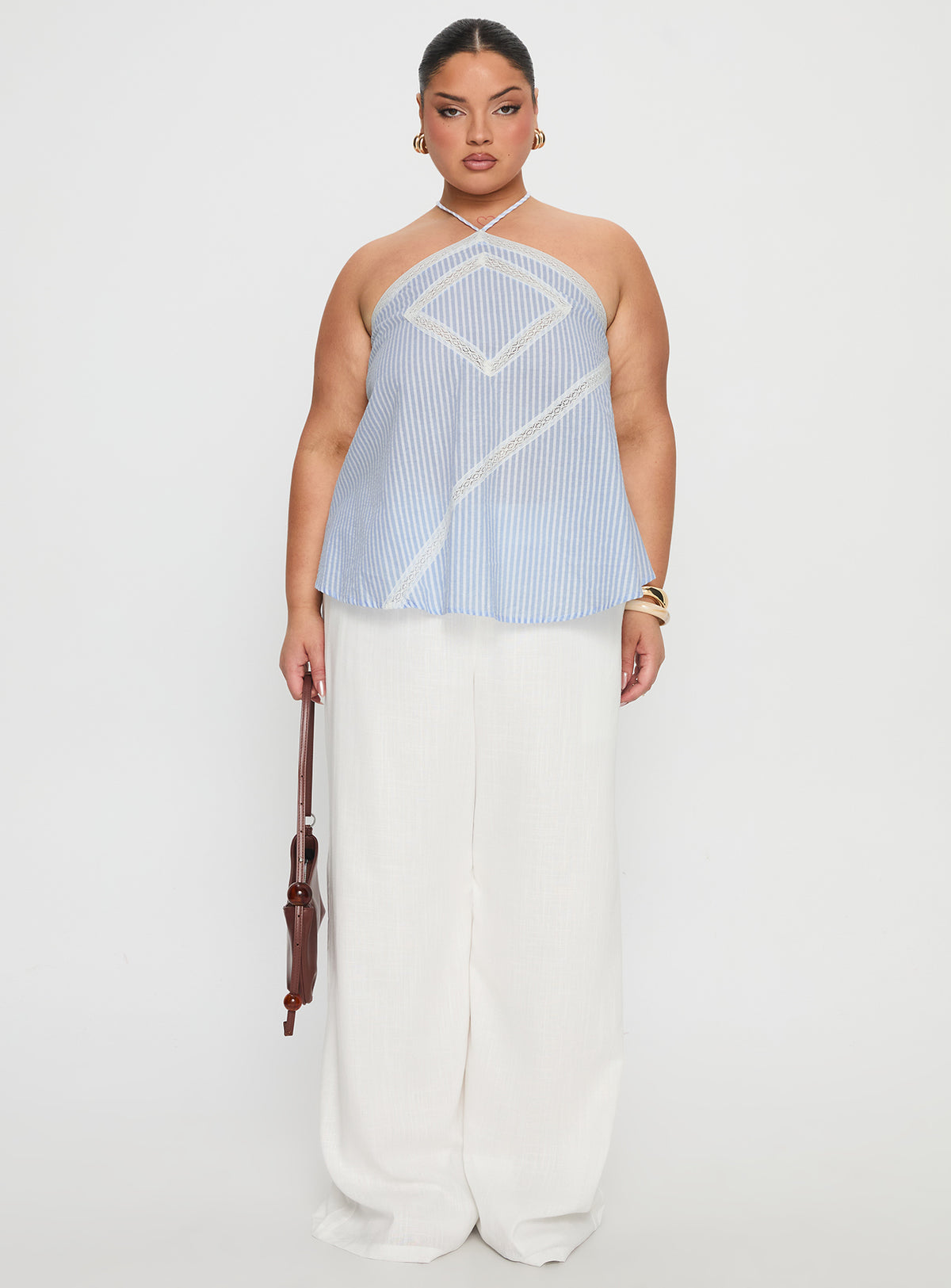 Jezabele Halter Top Blue Stripe Curve