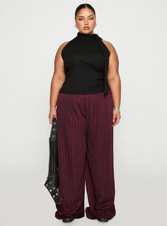 side view of model wearing Princess Polly Mathias Top Black Curve Sleeveless High Neck 