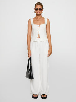 front view of model wearing Princess Polly Parklea Pants White Tall Pants 